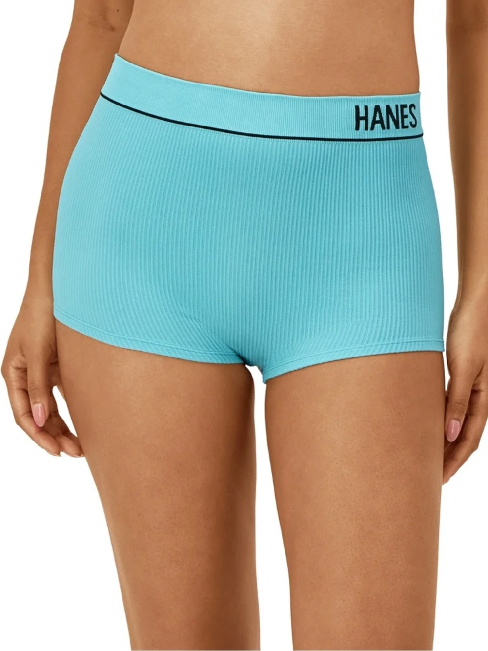 Hanes Originals Women's Seamless Rib Boyfit Underwear in Teal. NWOT Small